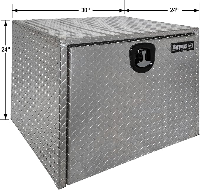 Buyers Products 1705133 Diamond Tread Aluminum Underbody Truck Tool Box, 24 x 24 x 30, Made in USA, .100 in. Thick, Corrosion-Resistant, Locking Compression Latch, Secure Storage for Work Trucks