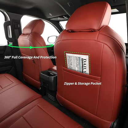 coverdream Tacoma Hybrid Seat Covers Full Set for 2024-2026 Toyota Tacoma TRD Sport,TRD Off-Road,Limited,Trailhunter Pickup,Fully Covered,Waterproof Leather Car Seat Protector (Wine Red)