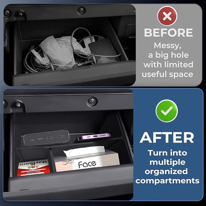 Glove Box Organizer Compatible with Nissan Frontier 2026 2025 2024 2023 2022, Interior Accessories Glove Box Compartment Insert Storage Dividers for 2022-2026 Frontier, Black