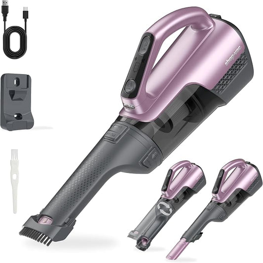 Shop-Vac S3 20V Handheld Vacuum Cordless, Rotatable Nozzle, Dual-Speed Powerful Portable Car Vacuum Rechargeable, Wall-Mounted Lightweight Hand Vacuum for Home & Car, LED, HEPA Filter, Purple