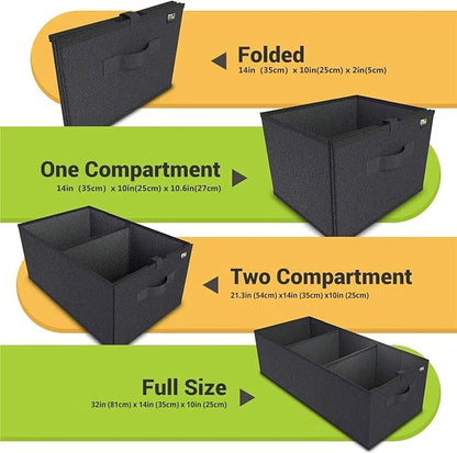 MIU COLOR Trunk Organizer for SUV, Sturdy Car Organizer, Non-Slip Bottom, Folded Storage Organizer for Sedan, Van, Jeep, Grocery, Car Organization for Men, Women, Large 3 Compartments, Classic Blk