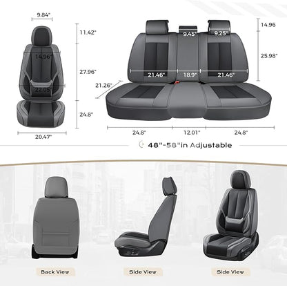 Coverado Car Seat Covers Full Set, Car Seat Protector Waterproof, Nappa Leather Car Seat Cushion, Seat Covers for Cars, Front Seats and Back Universal Fit for Most Cars