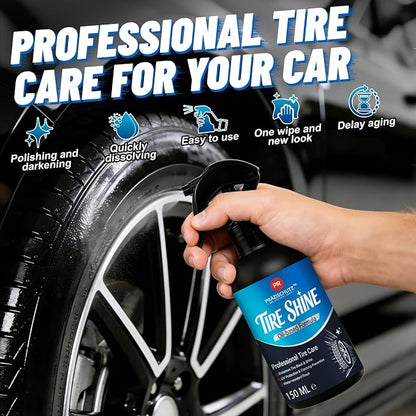 Tire Shine Spray - Long-Lasting Gloss, Advanced Dust-Repellent Formula, UV & Ozone Protection, Easy Application, Cleans & Protects Rubber & Plastic - 5fl oz/150ml