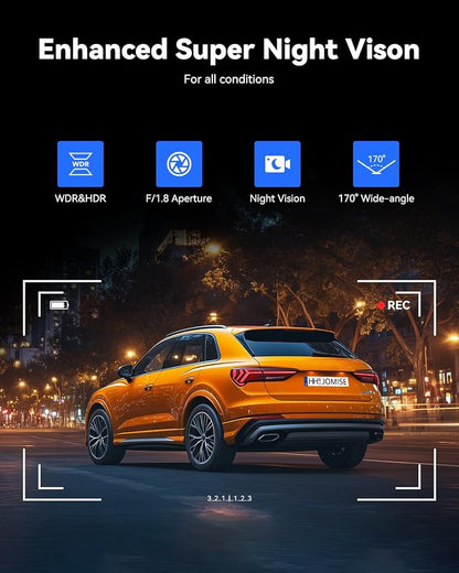 JOMISE T860+ Mirror Dash Cam 4K Front and 2.5K Rear, Detached Front Camera for 10-Minute Install, 3X Zoom Rear View Mirror Camera, 64GB Card Included, Night Vision, WDR, Parking Assist, GPS