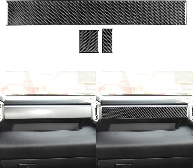NVCNX Real Premium Carbon Fiber for Toyota Tundra 2022-2026 / Sequoia 2023-2026 2024 2025 Car Dash Board Dashboard Panel Cover Interior Trim Accessories Overlay Sticker Decal 3PCs not for Character