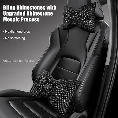 surpassme Rhinestone Lumbar Support Pillow for Car, Bling Back Support Pillow/Cushion Car Accessories for Women(Black)