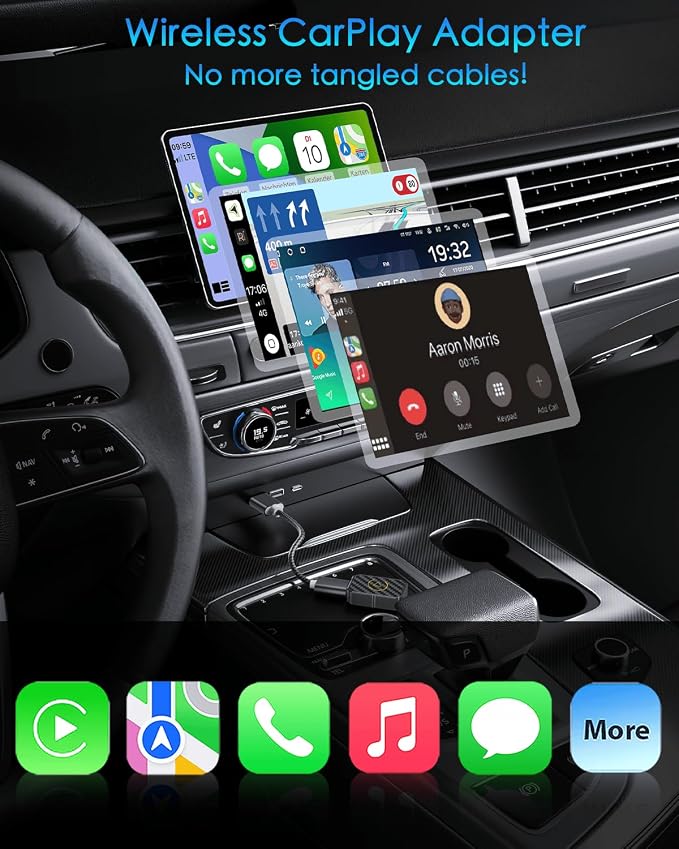 Mini Wireless CarPlay Adapter for Apple, Plug & Play Low Latency Converts Wired to Wireless CarPlay Dongle for iPhone iOS 10+, Connection Fast & Stable