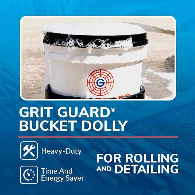 Grit Guard Bucket Dolly with Wheels - Rolling Detailing Wash Bucket with 5 Wheels and 2 Locking Casters Compatible with 2.5, 4, 5 and 6 Gallon Buckets (Green, 3" Grey Casters) - Made in the USA
