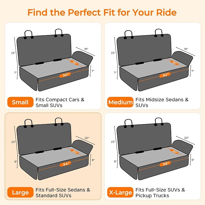 URPOWER Dog Car Seat Cover for Back Seat, Waterproof Car Seat Protector for Child Carseat & Pets, Nonslip Car Seat Covers for Large Sedans & Large SUVs