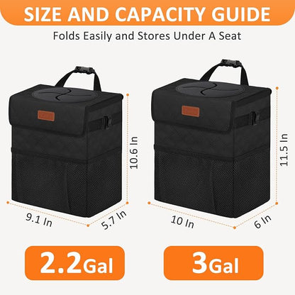 Vankor Car Trash Can for Cute, Bag Bin Hanging Waterproof Automotive Car Garbage Cans Leak Proof Vehicle Trash Can Diamond Pattern-Black