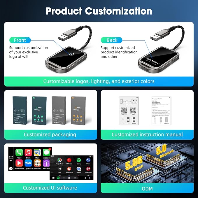 Wireless CarPlay Adapter for Apple iPhone, Multi-User Seamless Connection