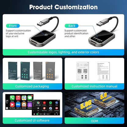 Wireless CarPlay Adapter for Apple iPhone, Multi-User Seamless Connection