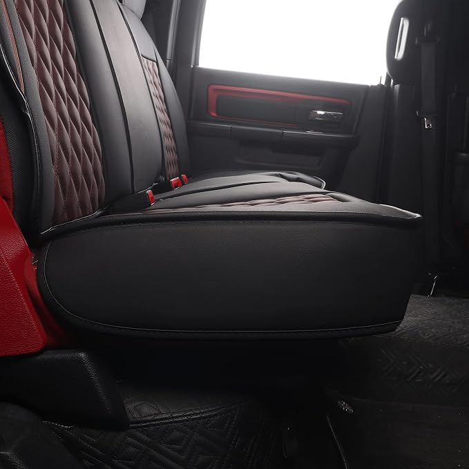 JOJOBAY Car Seat Covers for Dodge Ram,Fit 2009-2025 1500/2500/3500 HD Pick-up Truck,Crew,Regular,Quad,Mega Cab,Waterproof Synthetic Leather Seat Covers(Rear Seat Cover,Black-Brown)