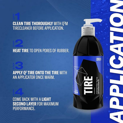 Gyeon Tire Ultimate SiO₂ Ceramic Tire Coating Extreme Durability Ultra‑Long Lasting Protection UV Shield Satin Finish Hydrophobic Non‑Sling Gel Deep Black Revival Tires Detailing Finish