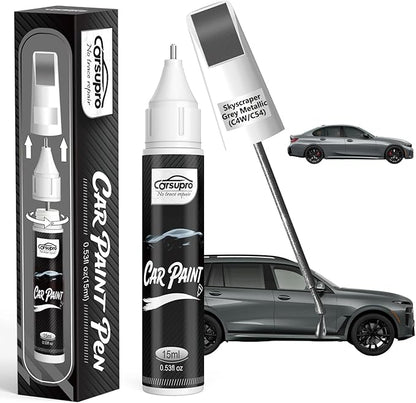 Skyscraper Grey Metallic(C4W/C54) for BMW Touch Up Paint Pen, 2 in 1 Car Scratch Remover with Pen Tip and Brush, Precise Color Match for Car Paint Scratch Repair, Quickly and Easily Fix Chips and Nicks
