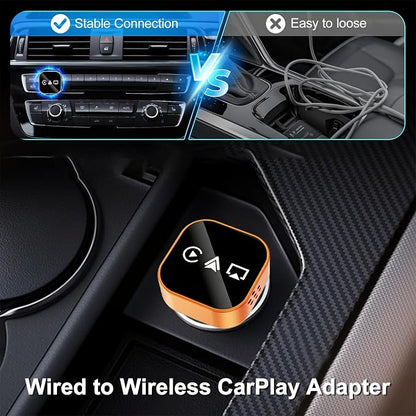 4 in 1 Wireless Carplay Adapter for Apple CarPlay & Android Auto & AirPlay & MirrorLink, Metal Mini Wireless CarPlay Adapter for iPhone iOS 10+ System