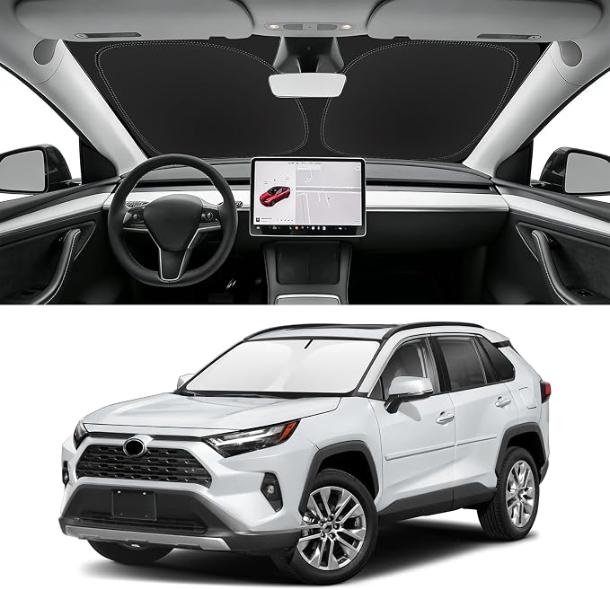 Custom Fit Windshield Sun Shade for Toyota RAV4 2013-2026, Blocks UV & Heat, Front Window Sunshade Accessories, Easy Fold & Store Keep Your Car Cooler