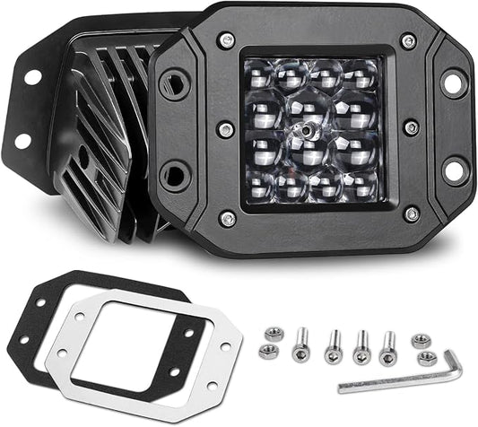 Flush Mount LED Pods, Nirider 2PCS 84W Bumper Lights 5 Inch Spot Beam Driving Light LED Light Bar Flush Work Light Off Road Lights for Truck SUV ATV UTV Boat