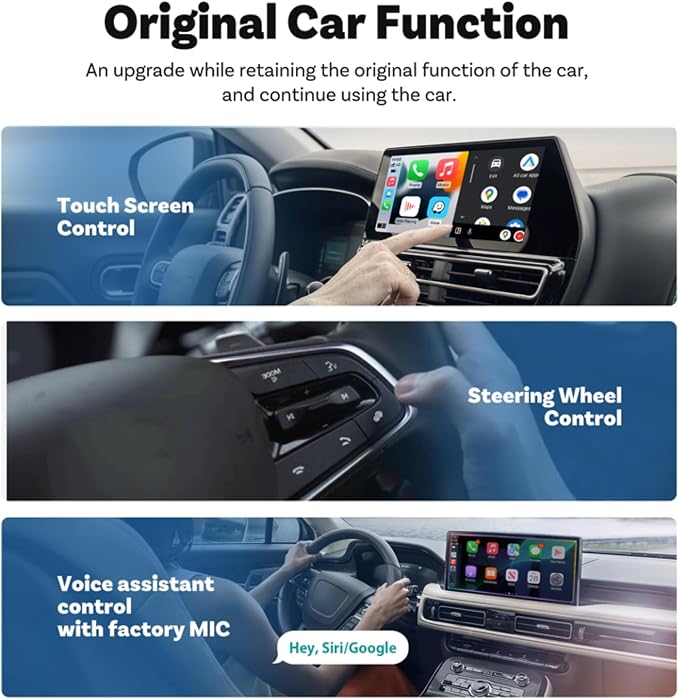 Wireless CarPlay & Android Auto Adapter Dongle, WiFi 6 Bluetooth 5.4 for Low Latency, Dual-Phone Memory with One-Tap Switching Button, Ultra-Compact Metal Design for Factory Wired Carplay Cars