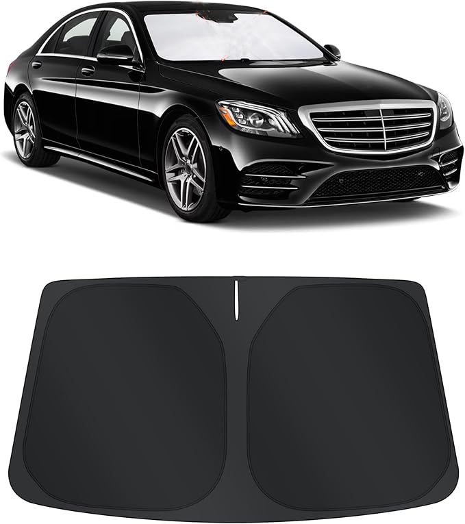 TINGLU Sun Shade for Mercedes Benz GLC 2016-2022 Accessories Windshield Sun Shade Window Shade UV Rays Protection Sun Visor Cover with Steering Wheel Sunshade Storage Bag