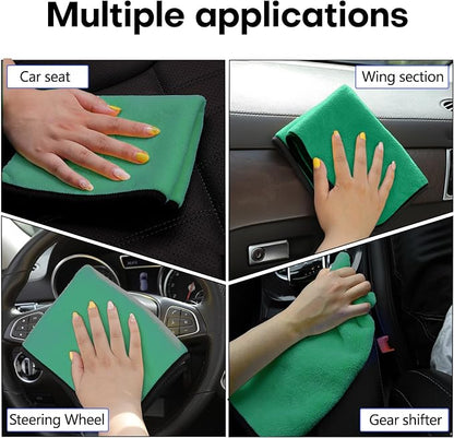 Hovom 3PCS Car Microfiber Towels, 23.62"×11.81" Lint-Free Microfiber Towels for Cars Wash Drying, Super Absorbent Cleaning Cloths, Reusable Washing & Detailing Towel, Car Cleaning Supplies (Green)