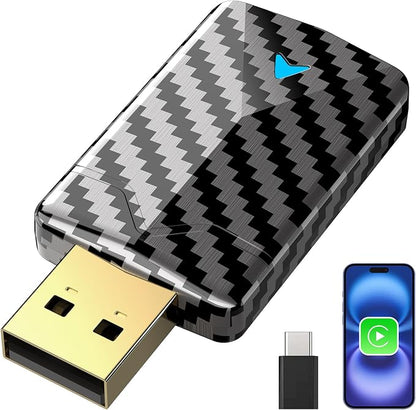 Wireless CarPlay Adapter for Apple iPhone – Converts Wired to Wireless, Gold-Plated USB Bluetooth Dongle, No Lag for Long Drives, Plug & Play for Cars from 2016 with Factory CarPlay