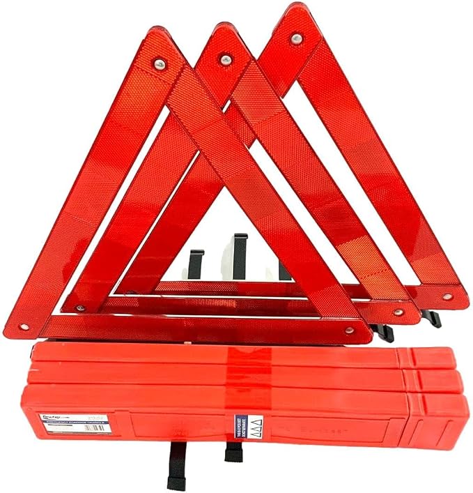 3Pack Emergency Roadside Safety Triangle with Reinforced Cross Base and Carrying Case Foldable