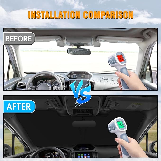 Front Windshield Sun Shade Compatible with Subaru Forester 2019-2023 2024 2025 2026, Sun Visor Protector Blocks UV Rays Sunshade for Forester Foldable Interior Accessories