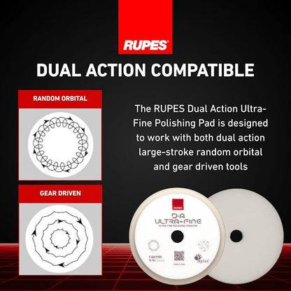 RUPES 9.DA150S Pack of 48 White D-A Ultra-Fine Polishing Foam Pads 150mm | Ideal for Paint Correction | Compatible with 5" Backing Plate | Improves Cutting and Finishing Performance