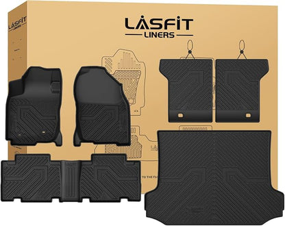LASFIT Floor Mats & Backrest Mats & Trunk Mat for Toyota RAV4 2006-2012 5 Seat All Weather TPE Custom Fit Floor Liner 1st & 2nd Row & Seat Back & Trunk Mats Full Set Accessories, Black