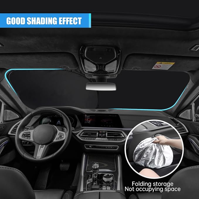 Windshield Sun Shade Compatible with BMW X3 X4 X5 X6 X7 5 6 7 8 Series, Foldable Front Windshield Sun Visor UV Ray Reflector Sunshade for BMW Keep Your Car Cooler