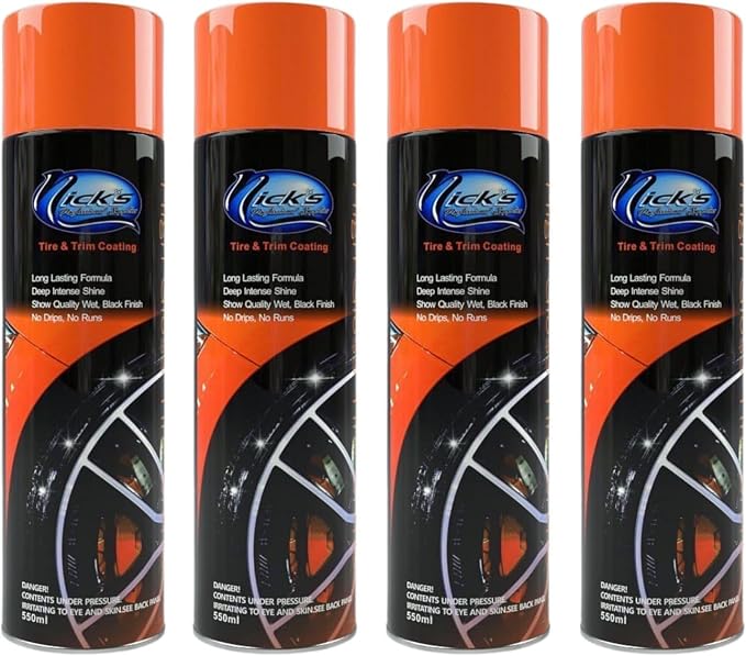 High Gloss Tire Shine Spray (4 Pack) - Long Lasting, UV Protectant, No Sling, Quick Drying, Black Tire & Trim Coating Dressing for Cars, Trucks, Motorcycles - Car Detailing & Cleaning Supplies