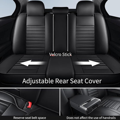 HChengkikz Car Seat Covers Full Set, Waterproof Faux Leather Automotive Seat Covers for Cars, Breathable Universal Car Seat Covers Protectors for Sedan SUV Truck (5 PCS Full Set, Black)