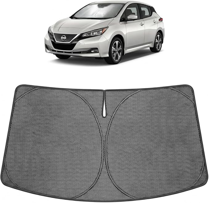 Proadsy Windshield Sun Shade Custom Fit Nissan Leaf 2018 Ice Crystal Black Front Window Sunshade UV and Heat Blocker Foldable Visor Keeps Car Cooler for Summer Parking and Daily Use
