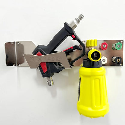 FIXFANS Pressure Washer Gun Holder, Power Washer Snow Foam Lance Holder Tool Organizer, Wall Mounted Nozzle Tips and Foam Cannon Kit Storage Rack of Car Wash Accessories, 1/4" Quick Connect
