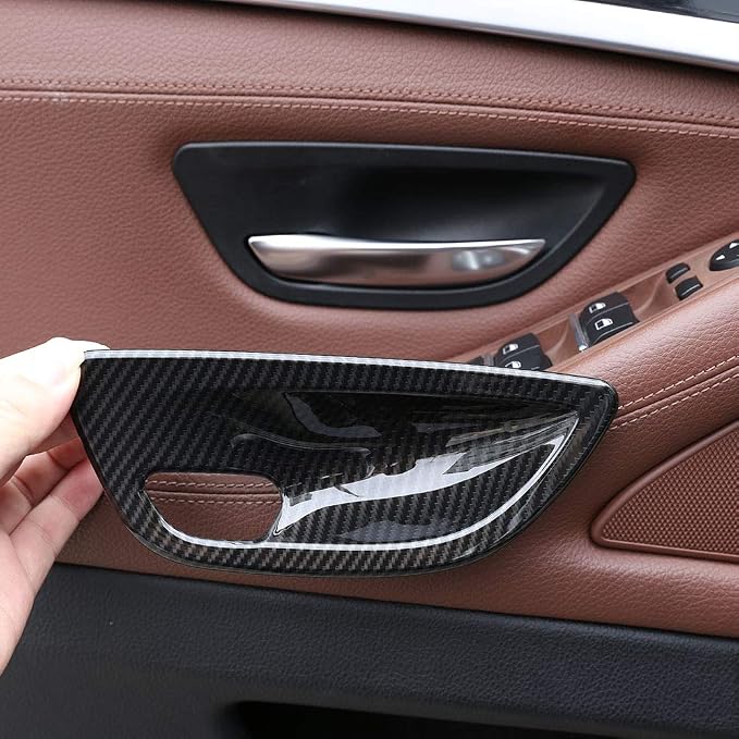 for BMW 5 Series F10 520 528 525 2011-2017 Carbon Fiber Style Car Interior Door Handle Bowl Cover Trim