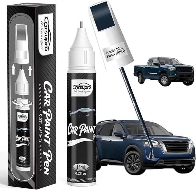 Arctic Blue Pearl(RBG) for Nissan Touch Up Paint Pen, 2 in 1 Car Scratch Remover with Pen Tip and Brush, Precise Color Match for Car Paint Scratch Repair, Quickly and Easily Fix Chips and Nicks