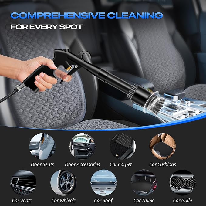 Car Cleaning Gun Detailing Interior Dryer Air Blow Gun, High Pressure Blower Gun, Car Detailing Kit Interior Cleaner, Car Detailing Tools for Car Quickly Blasts Dirt and Dust Works with Air