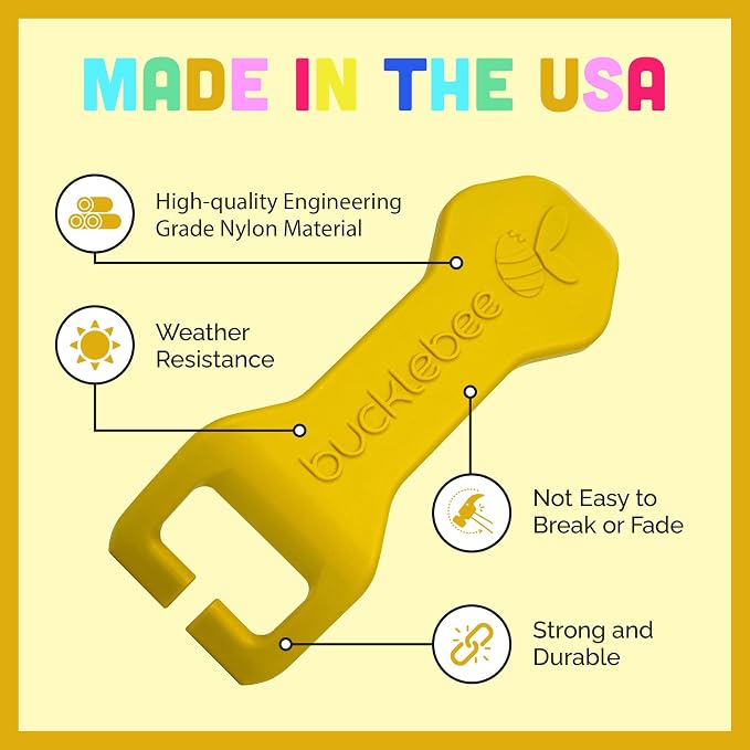 Bucklebee Easy Car Seat Buckle Release Aid for Children Unbuckle Car Seat Release Tool - Button Pusher - Opener for Nails - Buckle Release Tool (2 Packs Yellow)