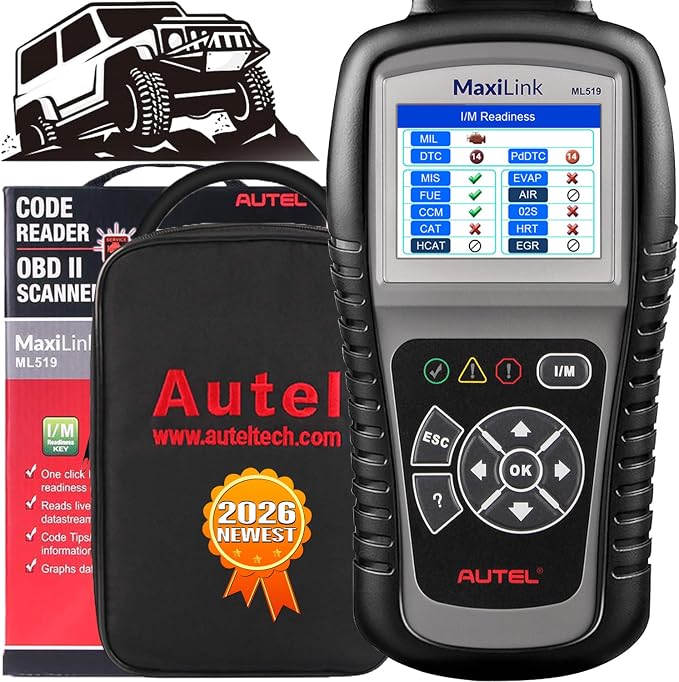 Autel MaxiLink ML519 OBD2 Scanner [Same as AutoLink AL519], 2026 OBDII Diagnostic Scan Tool, Enhanced Mode 6 Fault Code Reader, Check Engine Light (MIL), One-Click Smog Check, Upgraded Ver. of AL319