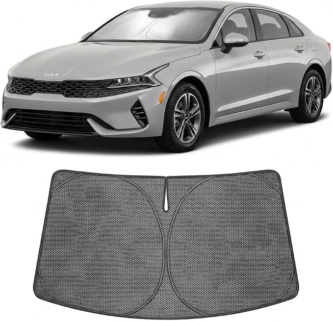 Proadsy Windshield Sun Shade Custom Fit Kia K5 GT-Line, GT, Sedan 2021-2026 Ice Crystal Black Front Window Sunshade UV and Heat Blocker Foldable Visor Keeps Car Cooler for Summer Parking and Daily Use