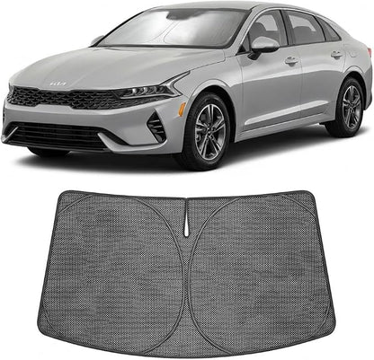 Proadsy Windshield Sun Shade Custom Fit Kia K5 GT-Line, GT, Sedan 2021-2026 Ice Crystal Black Front Window Sunshade UV and Heat Blocker Foldable Visor Keeps Car Cooler for Summer Parking and Daily Use