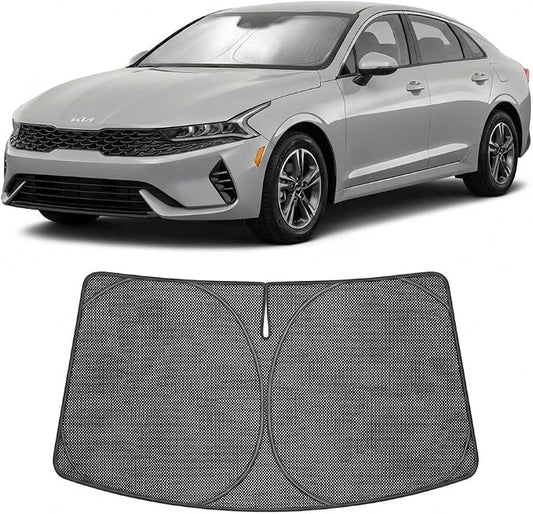 Proadsy Windshield Sun Shade Custom Fit Kia K5 GT-Line, GT, Sedan 2021-2026 Ice Crystal Black Front Window Sunshade UV and Heat Blocker Foldable Visor Keeps Car Cooler for Summer Parking and Daily Use