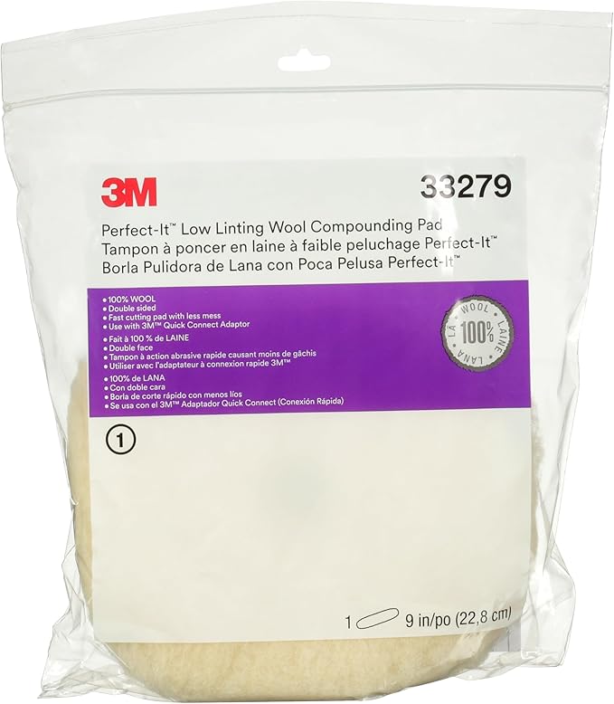 Perfect-It 3M Low Linting Wool Compounding Pad, 33279, 9 in