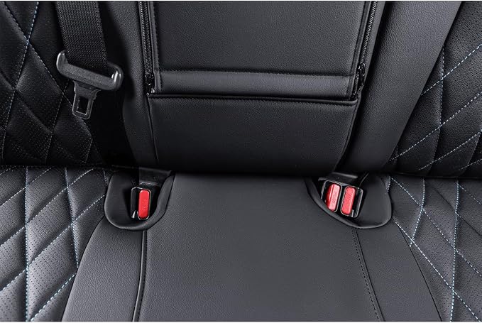 EKR Corolla Seat Cover Custom Fit for Toyota Corolla 2023 2024 2025 2026 LE, Leather Car Seat Cover Full Set-Faux Leather (Black with Blue Trim)
