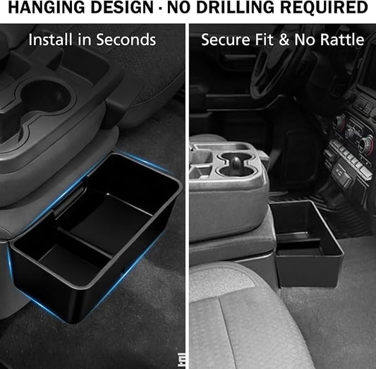 Center Console Hanging Organizer for 2019–2025 Silverado/Sierra 1500 & 2020–2025 Silverado/Sierra 2500HD 3500HD, Split Bench Seat Side Storage Box, Heavy Duty ABS