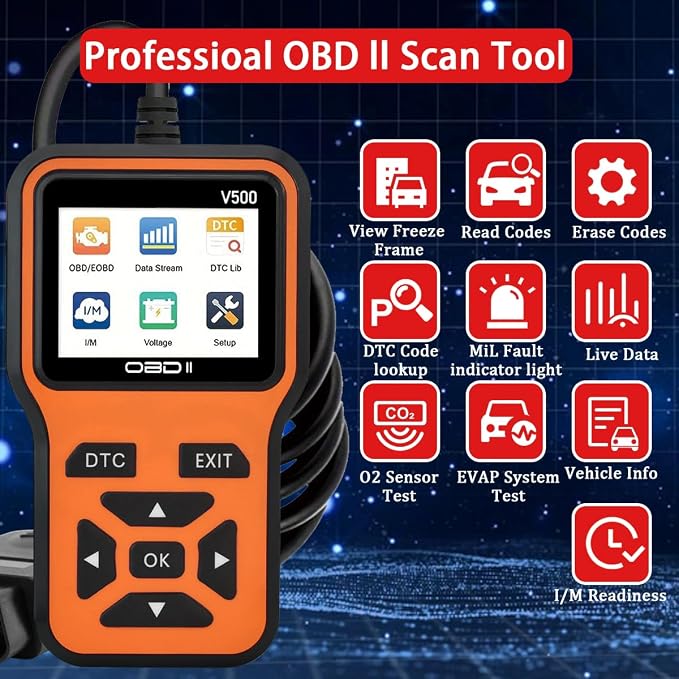 OBD2 Scanner Diagnostic Tool - Check Engine Light Code Scanner Tool with Reset, DTC, Data Stream, I/M Readiness, Car & Truck Scan Tool for All Vehicles Since 1996, escaner automotriz