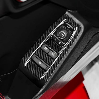AIRSPEED Hard Carbon Fiber for Subaru BRZ Toyota GR86 2021 2022 2023 2024 2025 Car Door Window Control Button Frame Cover Center Console Interior Trim Accessories, Black