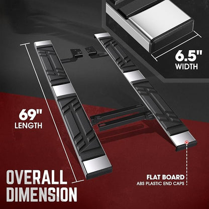 DNA Motoring 6.5" Flat Running Boards Side Step Nerf Rails Bars Compatible with 2022-2024 Mitsubishi Outlander, STEPB-U-OTL22-T1