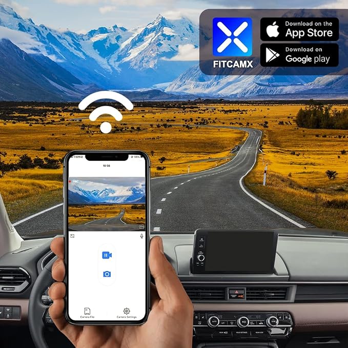 Fitcamx 4K Dash Cam Suitable for Honda Pilot 2023 2024 2025 EX-L Touring Elite Sport Trailsport LX Black Edition, OEM Look, UHD 2160P Video, WiFi & APP, Loop Recording, G-Sensor, Plug&Play, 64GB Card
